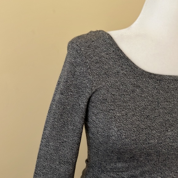 Charcoal gray bodycon dress with black color block back - Picture 3 of 9